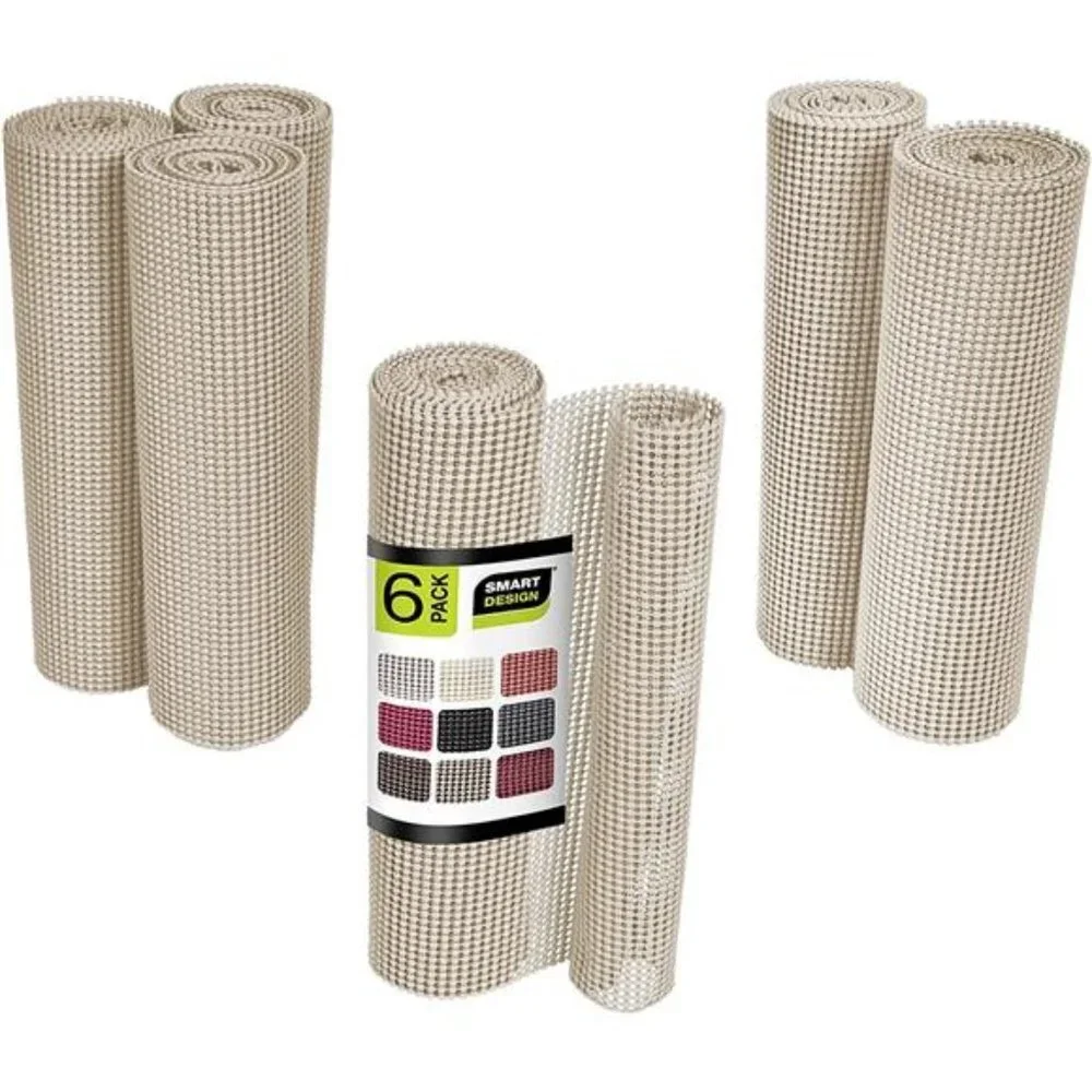 Smart Design Classic Grip Shelf Liner - 12 Inch x 60 Feet Total (Set of 6 Rolls)